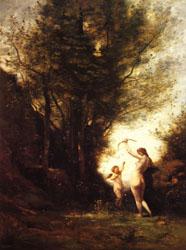 camille corot A Nymph Playing with Cupid(Salon of 1857) Sweden oil painting art